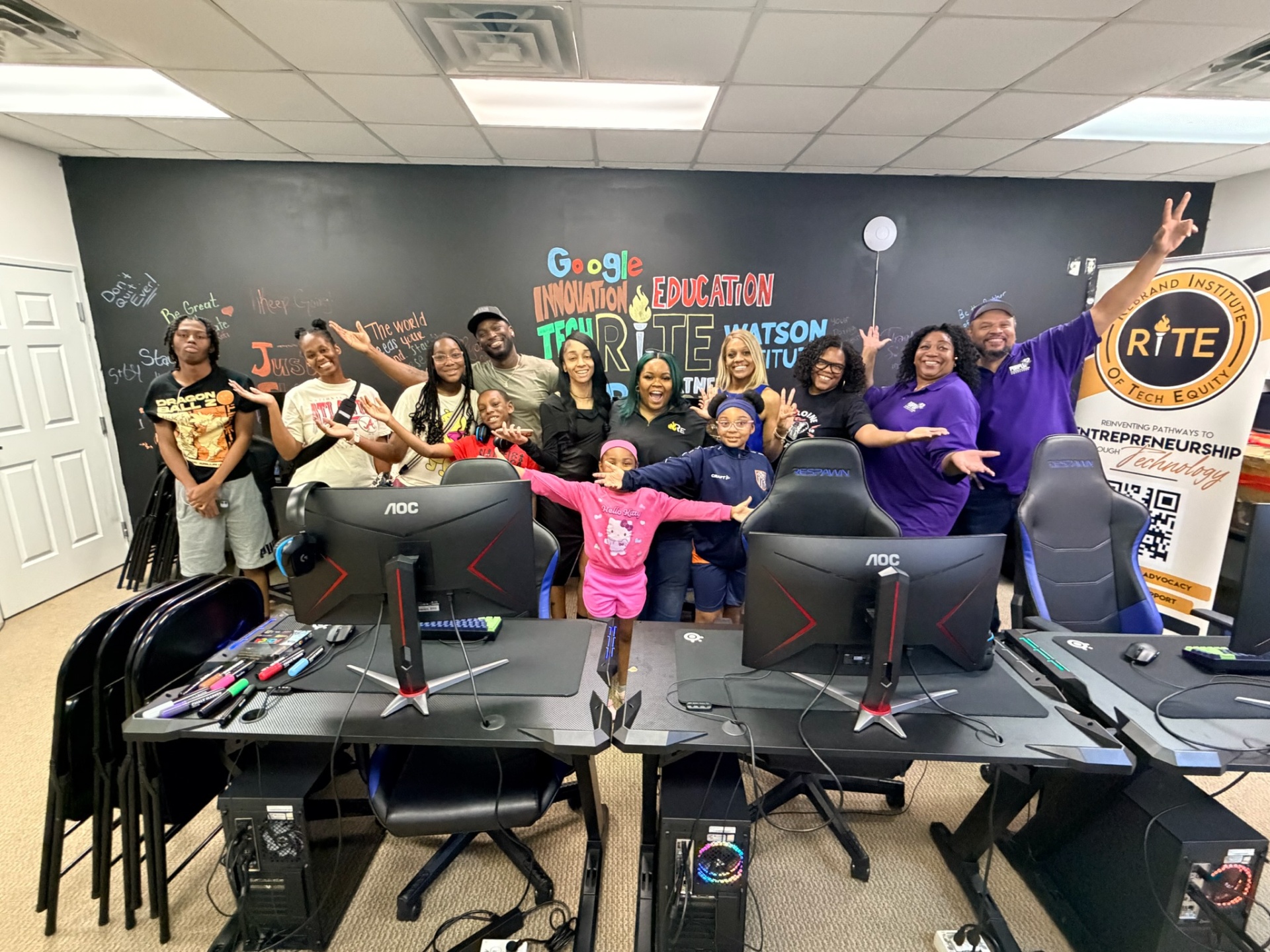 Families and the RITE team gathered for a Family AI Night at the Douglasville Community Innovation Center